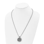 Titanium Polished Black Enamel with 1/20ct. Diamond 24in Necklace
