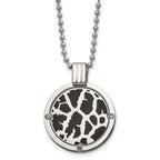 Titanium Polished Black Enamel with 1/20ct. Diamond 24in Necklace