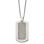 Chisel Titanium Polished and Hammered Dog Tag 22 inch Necklace