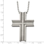 Chisel Titanium Polished Cross 24 inch Necklace