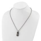 Titanium/Ster.Sil Black Ti Polished w/Cable Inlay Dog Tag Necklace
