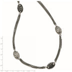 Titanium Sterling Silver Black Ti Polished and Etched Oval Station Necklace