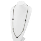 Titanium Sterling Silver Black Ti Polished and Etched Oval Station Necklace