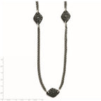 Titanium/Ster.Sil Black Ti Polished Etched Charms Necklace