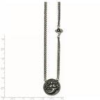 Titanium/Ster.Sil Black Ti Polished Etched Floral Necklace