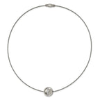 Chisel Titanium CZ Pendant with Polished Stainless Steel 17 inch Wire Necklace