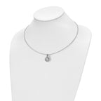 Chisel Titanium CZ Pendant with Polished Stainless Steel 17 inch Wire Necklace