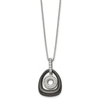 Chisel Polished Ceramic with CZ Titanium Pendant on Steel 18 inch Necklace
