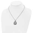 Chisel Polished Ceramic with CZ Titanium Pendant on Steel 18 inch Necklace