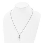 Chisel Titanium Polished with CZ and Freshwater Cultured Pearl 22 inch Necklace