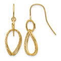 10K Polished and Textured Shepherd Hook Dangle Earrings