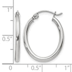 14k White Gold 2x24mm Polished Oval Tube Hoop Earrings