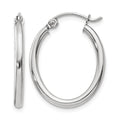 14k White Gold 2x24mm Polished Oval Tube Hoop Earrings