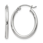 14k White Gold 2x24mm Polished Oval Tube Hoop Earrings