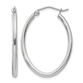 14k White Gold 2x30mm Polished Oval Tube Hoop Earrings