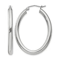 14k White Gold 3.5x38mm Polished Oval Tube Hoop Earrings
