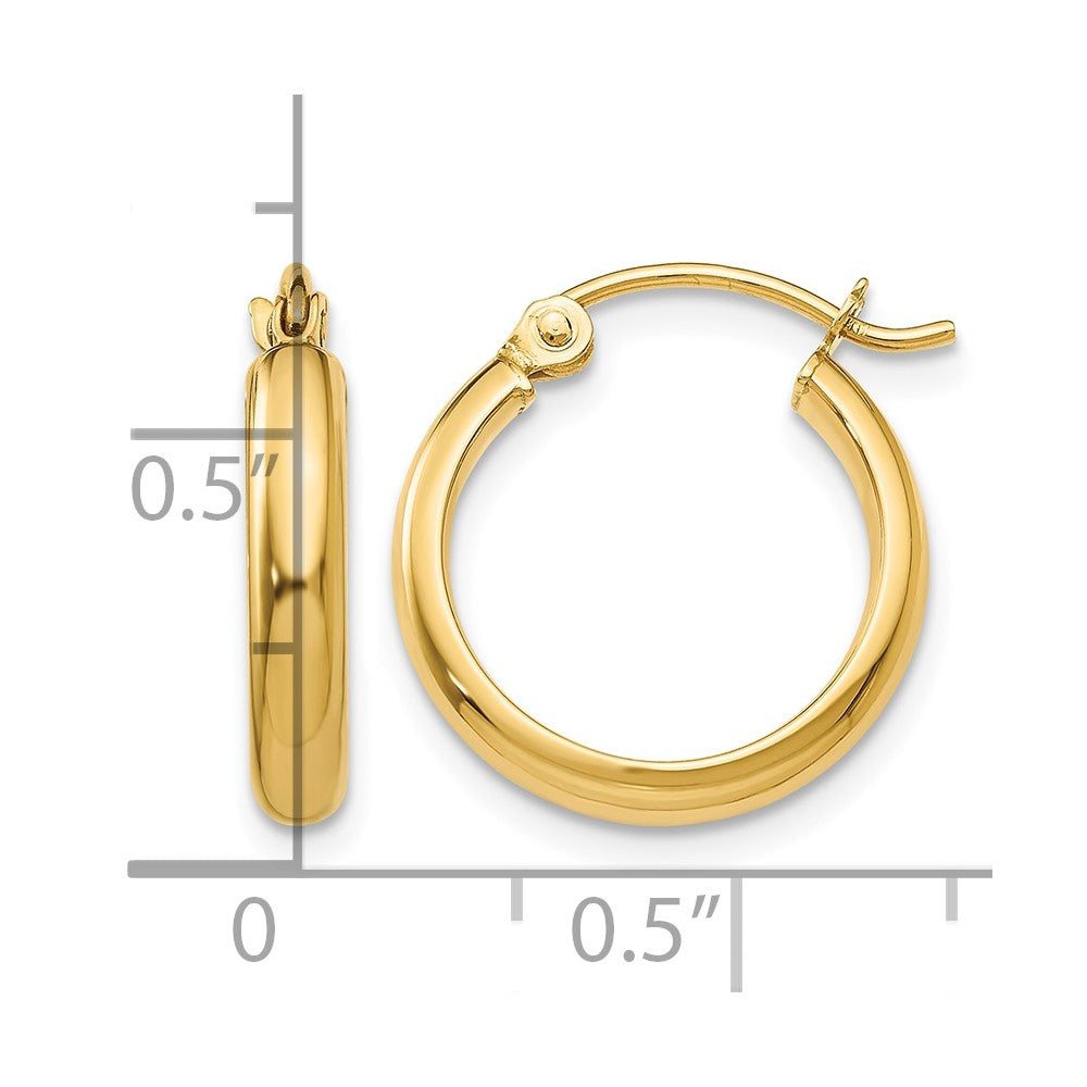 14k 2.75x12mm Round Tube Hoop Earrings