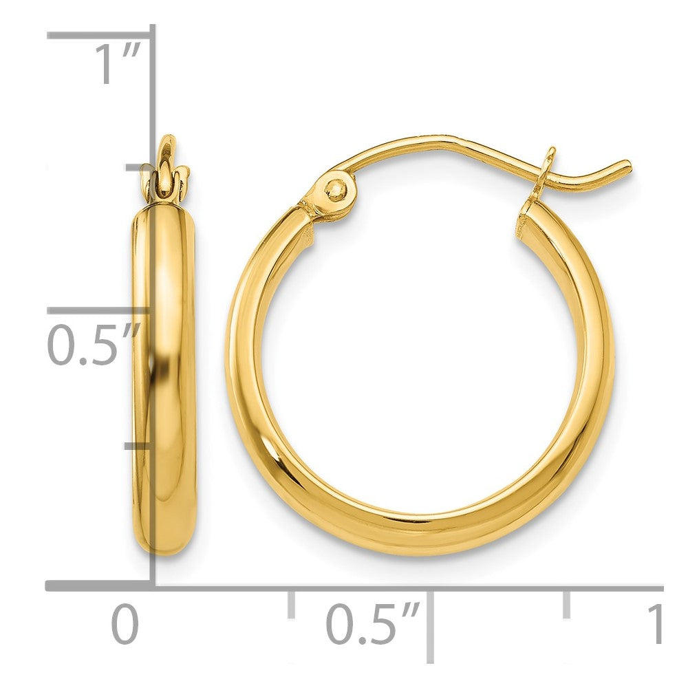 14k 2.75x17mm Round Tube Hoop Earrings