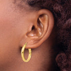 14k 3.75x21mm Round Tube Hoop Earrings