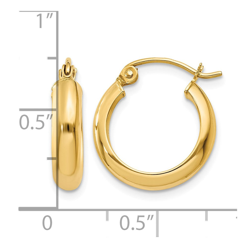 14k 3.75x17mm Round Tube Hoop Earrings