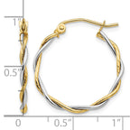 14k Two-tone Polished 1.8mm Twisted Hoop Earrings