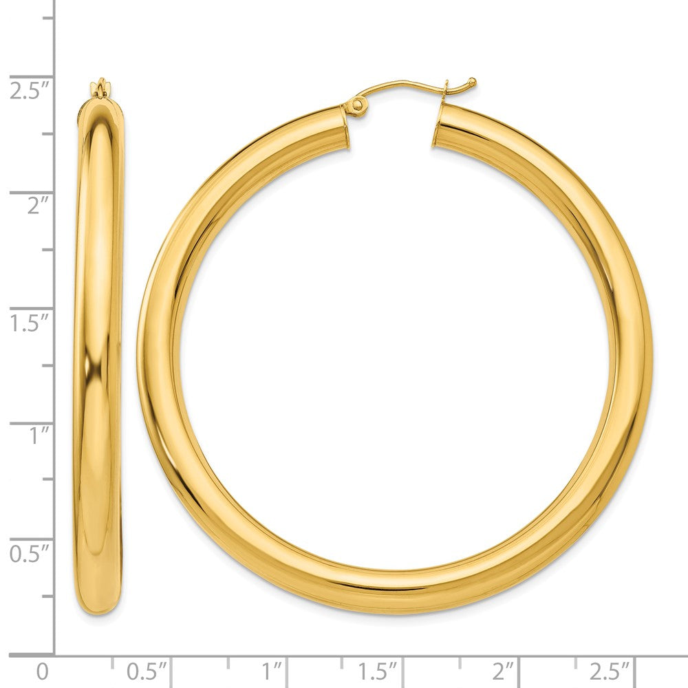 14k 5x55mm Polished Tube Hoop Earrings