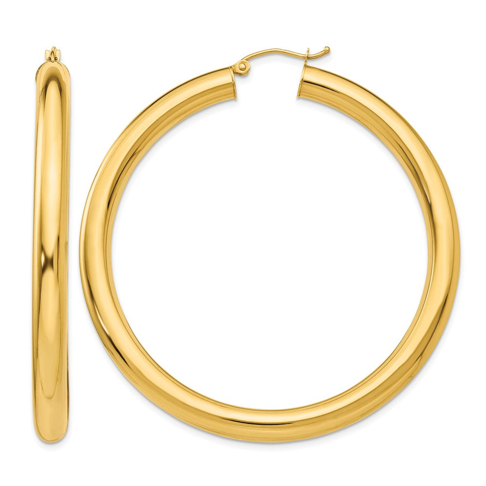 14k 5x55mm Polished Tube Hoop Earrings