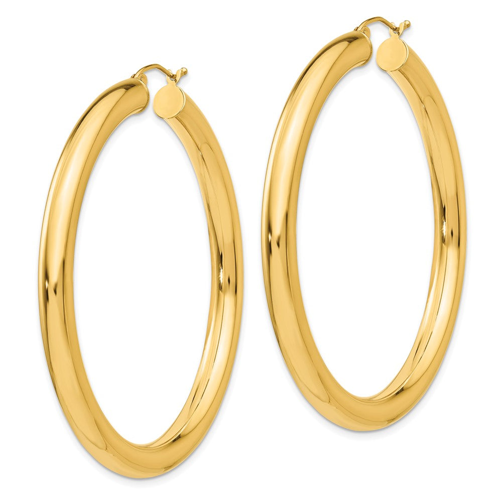14k 5x55mm Polished Lightweight Tube Hoop Earrings