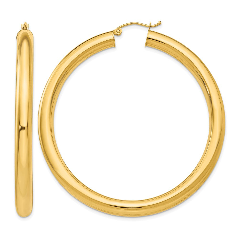 14k 5x55mm Polished Lightweight Tube Hoop Earrings