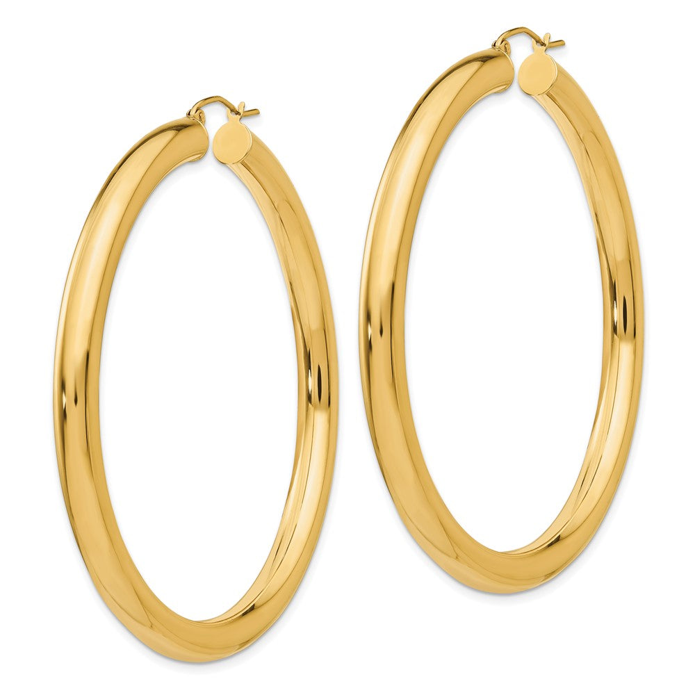 14k 5x60mm Polished Lightweight Tube Hoop Earrings