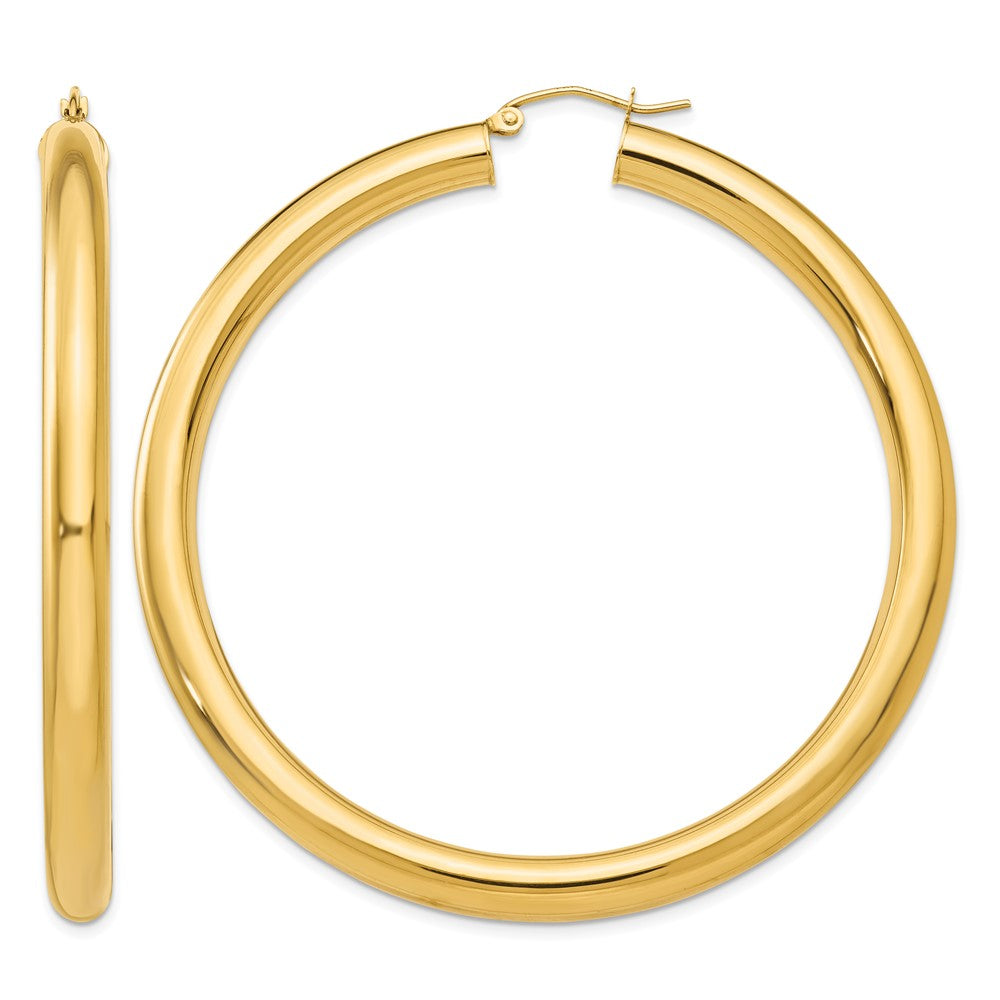 14k 5x60mm Polished Lightweight Tube Hoop Earrings