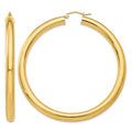 14k 5x60mm Polished Lightweight Tube Hoop Earrings