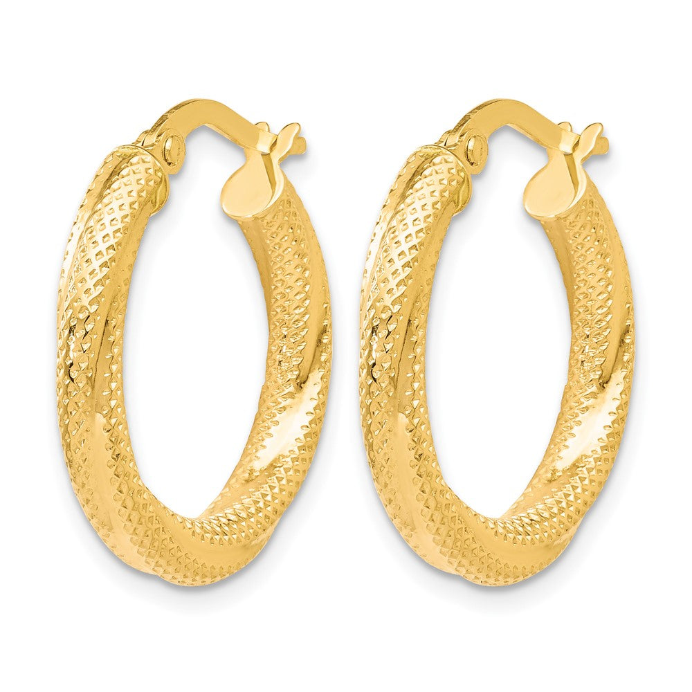 10K Textured Hinged Hoop Earrings