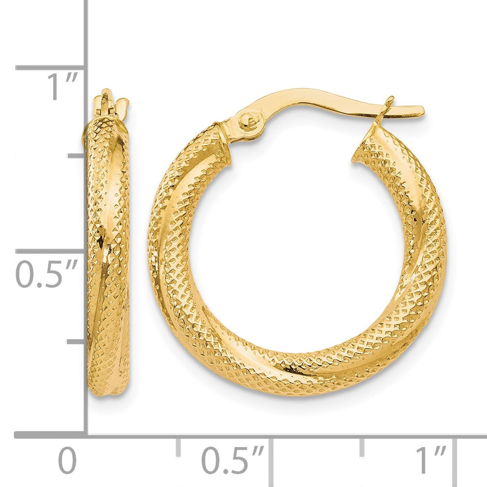 10K Textured Hinged Hoop Earrings