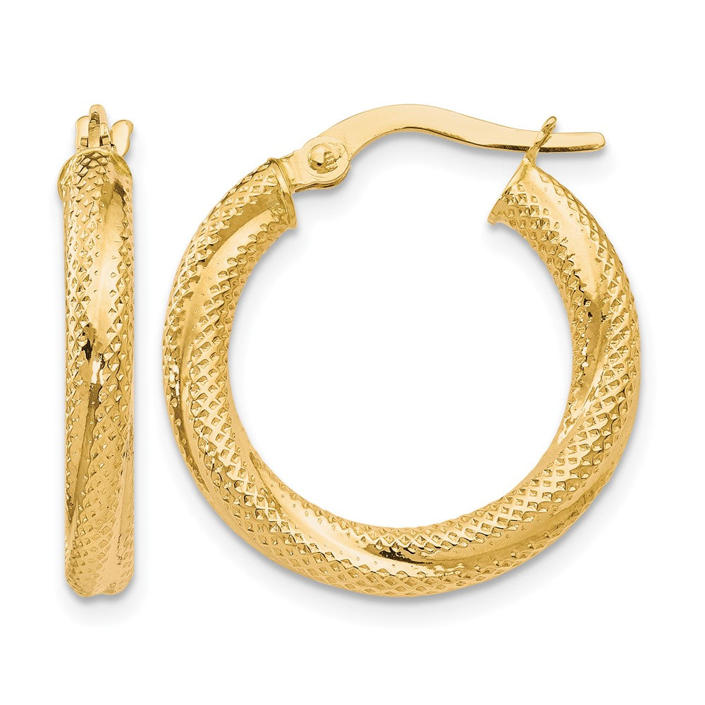 10K Textured Hinged Hoop Earrings