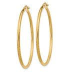 14k 2x45mm Satin Diamond-cut Round Tube Hoop Earrings