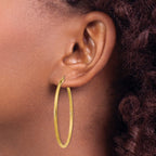 14k 2x45mm Satin Diamond-cut Round Tube Hoop Earrings