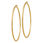 14k 2x65mm Satin Diamond-cut Round Tube Hoop Earrings