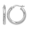 10K White Gold Textured Hinged Hoop Earrings