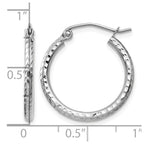 14k White Gold 2x20mm Diamond-cut Round Tube Hoop Earrings