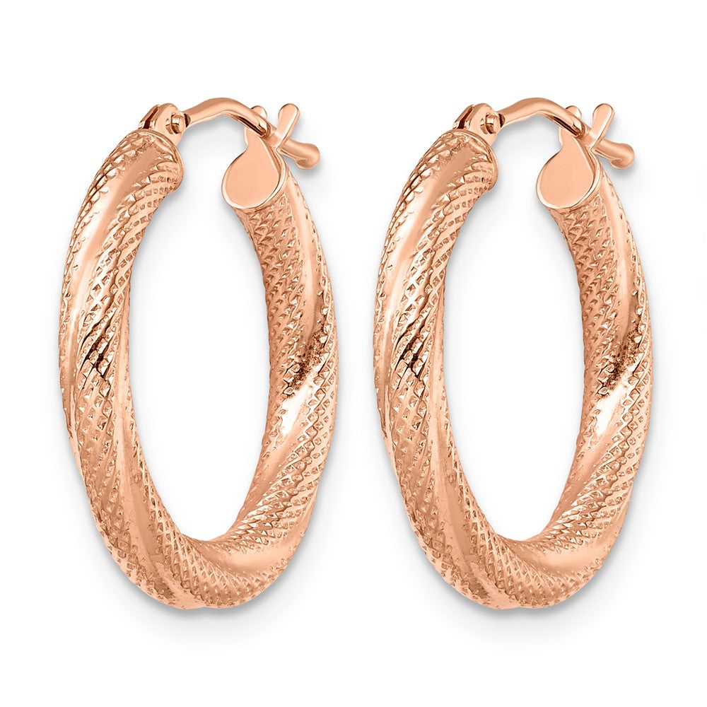 10K Rose Gold Textured Hinged Hoop Earrings