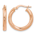 10K Rose Gold Textured Hinged Hoop Earrings