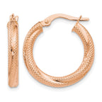 10K Rose Gold Textured Hinged Hoop Earrings