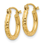 14k 2x13mm Diamond-cut Round Tube Hoop Earrings