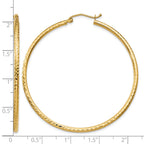 14k 2x50mm Diamond-cut Round Tube Hoop Earrings