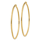 14k 2x60mm Diamond-cut Round Tube Hoop Earrings