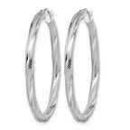 10K White Gold Twisted Hinged Hoop Earrings