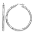 10K White Gold Twisted Hinged Hoop Earrings