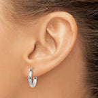 14k White Gold 3x16mm Diamond-cut Round Tube Hoop Earrings