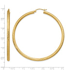 14k 3x60mm Diamond-cut Round Tube Hoop Earrings